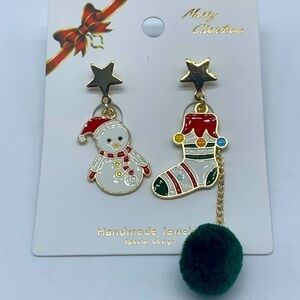 NEW Christmas snowman & stocking fashion earrings